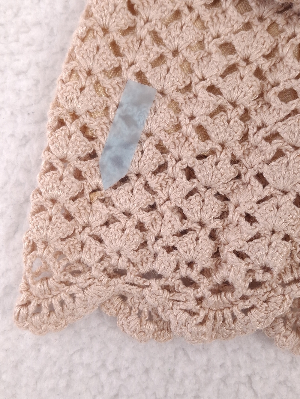 Spiegel vintage open crochet cardigan boho cottagecore festival slim fit beige - Picture 9 of 9